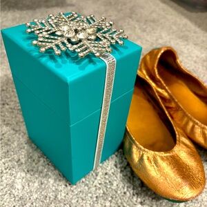 Size 9 / Tieks / Rose Gold / Great Condition with case with crystal ornament